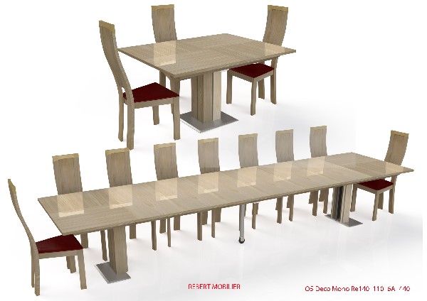 Table monopied de notre gamme Déco extensible de 1 à 6 allonges de 50cm